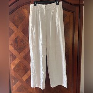 White Linen Wide-Leg Pants
